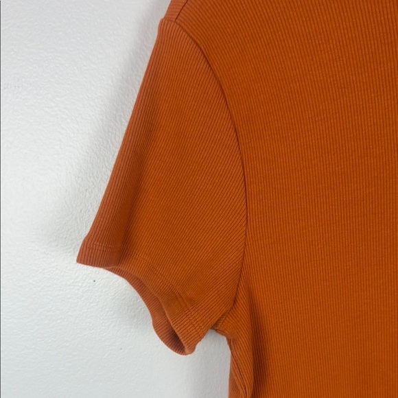 Maeve by Anthropologie Orange Fitted Mandarin Collar Tee Size Large - Picture 7 of 7